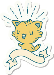 sticker of tattoo style happy cat