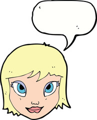 cartoon female face with speech bubble