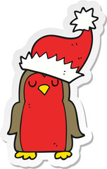 sticker of a cartoon christmas robin