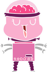happy flat color style cartoon robot