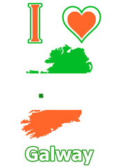 Ireland Karte Flagge mit der Stadt Galway