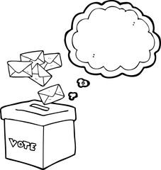 thought bubble cartoon ballot box