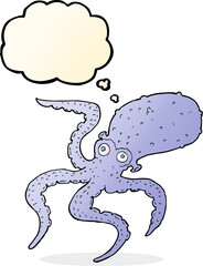 cartoon octopus with thought bubble