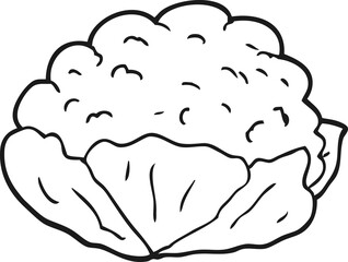 black and white cartoon cauliflower