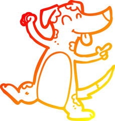 Obraz premium warm gradient line drawing cartoon dancing dog