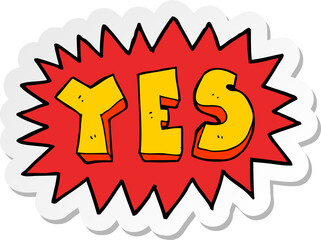 sticker of a cartoon yes sign