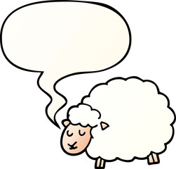 cartoon sheep and speech bubble in smooth gradient style