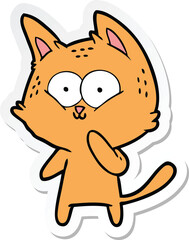 Obraz na płótnie Canvas sticker of a cartoon cat considering