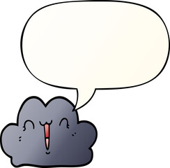 cute cartoon cloud and speech bubble in smooth gradient style