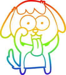 rainbow gradient line drawing cute cartoon dog