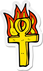 sticker of a cartoon ankh symbol