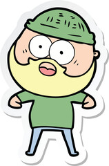 sticker of a cartoon surprised bearded man