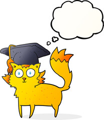 thought bubble cartoon cat graduate