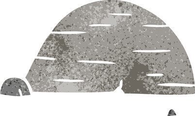 retro cartoon doodle of grey stone boulder © lineartestpilot