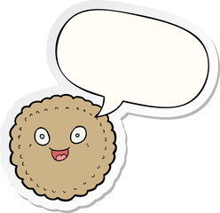 cartoon biscuit and speech bubble sticker