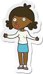 sticker of a cartoon confused woman
