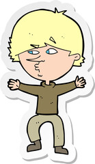 sticker of a cartoon suspicious man