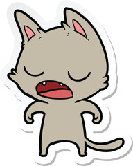 sticker of a talking cat cartoon