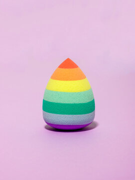 Rainbow Striped Egg Shaped Makeup Sponge