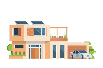 Obraz premium Vector Houses building building flat design style for city illustration. Colored flat graphic vector illustration isolated on white background
