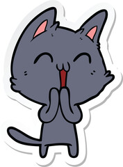 sticker of a happy cartoon cat