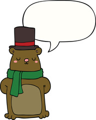 cartoon bear and speech bubble