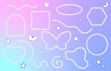 90s object design in pop and y2k style with pearl necklace