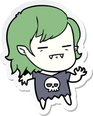 sticker of a cartoon undead vampire girl