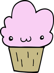 cartoon cupcake with face