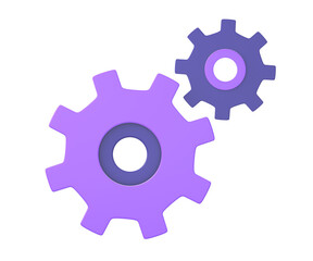 3d purple gear configuration setting front icon for UI UX web mobile apps social media ads designs