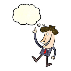 cartoon man with idea with thought bubble