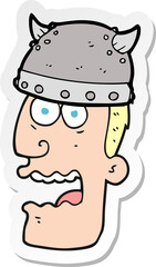 sticker of a cartoon screaming warrior man