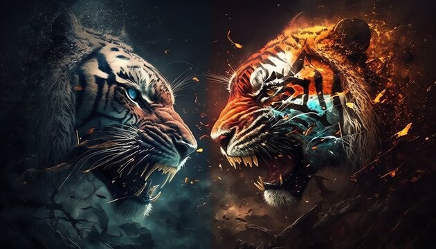 Two angry Tiger Generative AI