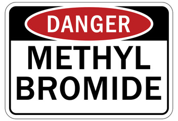 Pesticide chemical hazard sign and labels methyl bromide