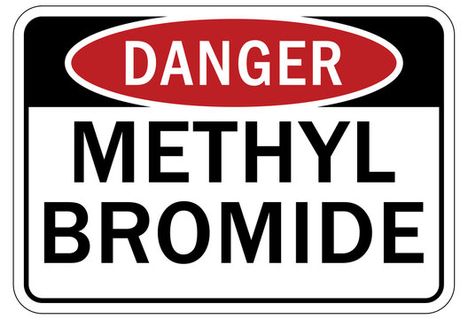 Pesticide chemical hazard sign and labels methyl bromide