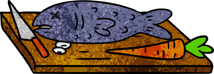 textured cartoon doodle of a food chopping board