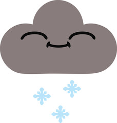 flat color retro cartoon happy snow cloud