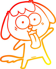 warm gradient line drawing cute cartoon dog