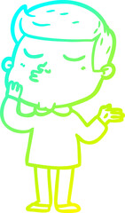 cold gradient line drawing cartoon model guy pouting