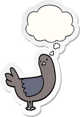 cartoon pigeon and thought bubble as a printed sticker