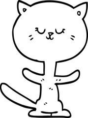 line drawing cartoon dancing cat