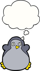 cartoon penguin and thought bubble