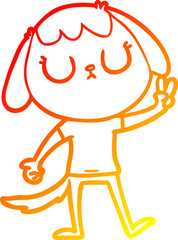 warm gradient line drawing cute cartoon dog