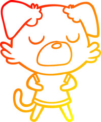 warm gradient line drawing cartoon dog