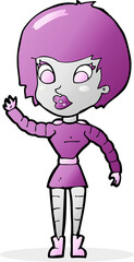 cartoon robot woman waving