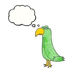 thought bubble textured cartoon parrot