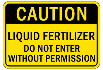 Fototapeta premium Pesticide chemical hazard sign and labels liquid fertilizer. Do not enter without permission