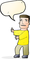 cartoon man gesturing with speech bubble