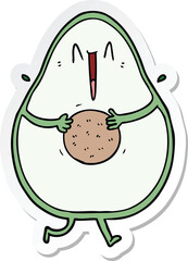 sticker of a happy cartoon avocado laughing