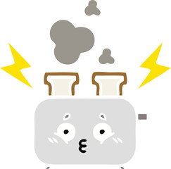 flat color retro cartoon of a toaster